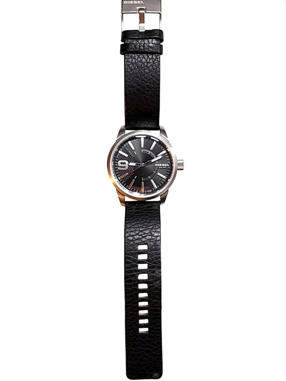 Diesel Rasp DZ1766 Men’s Black Leather Oversized Watch